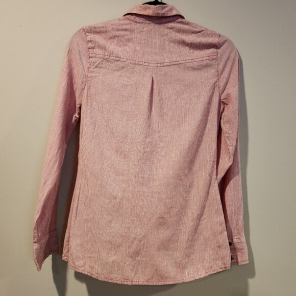 BCBGIRLS red and white striped half button down collared blouse size XS - Picture 7 of 7